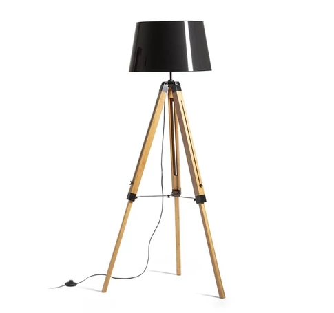 ALVIS/RIDICK állólámpa csillogó fekete arany fólia/bambusz/fekete 230V LED E27 15W