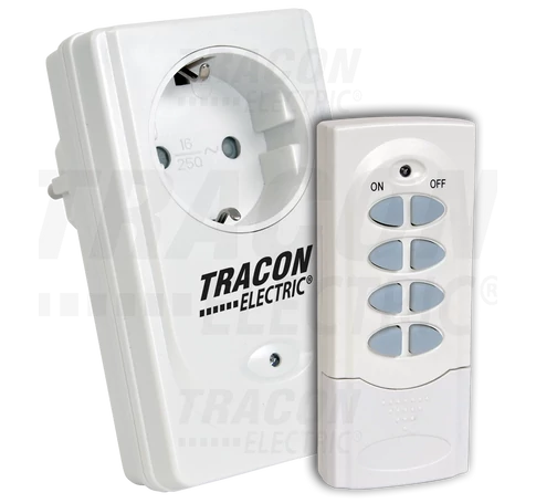 Távkapcsolós csatlakozóaljzat, 1 aljzat, 1 távírányító  230VAC, 50Hz, 3600W, IP20, 433,92MHz