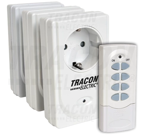 Távkapcsolós csatlakozóaljzat, 3 aljzat, 1 távírányító  230VAC, 50Hz, 3600W, IP20, 433,92MHz