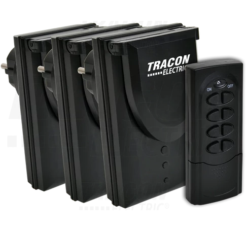 Távkapcsolós csatlakozóaljzat, 3aljzat, 1 távírányító, IP44  230VAC, 50Hz, 3600W, IP44, 433,92MHz