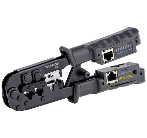 Vágó- ,csupaszító- és présszerszám teszterrel  RJ45, RJ11, RJ12