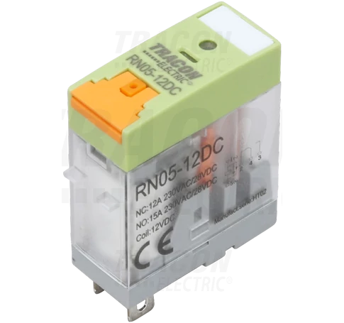 Print relé tesztgombbal és állapotjelzéssel  110V DC / 1×CO (NC: 12A, NO_ 15A, 230V AC / 30V DC)