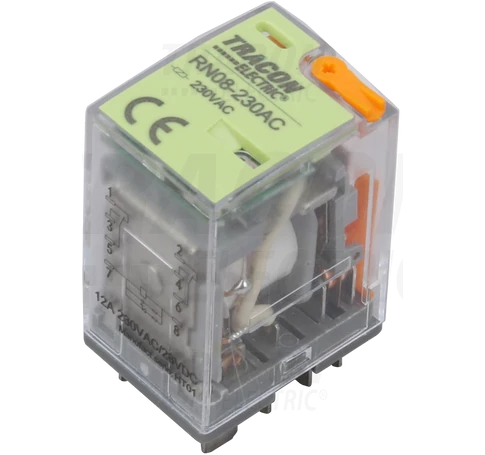Miniatűr teljesítményrelé tesztgombbal és állapotjelzéssel  24V DC / 2×CO (12A, 230V AC / 28V DC)