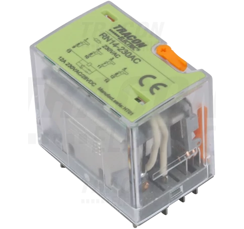 Miniatűr teljesítményrelé tesztgombbal és állapotjelzéssel  110V AC / 4×CO (12A, 230V AC / 28V DC)