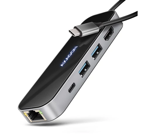 Axagon HMC-6GLN USB-C 5Gbps GLASS 6in1 hub