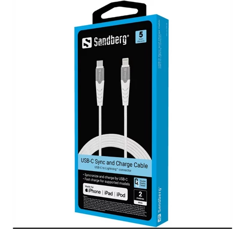 SANDBERG USB-C tartozék, USB-C PD to Lightning MFI 2M