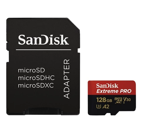 SANDISK 214504, MICROSDXC EXTREME PRO KÁRTYA 128GB, 200MB/s C10, V30, UHS-I, U3, A2