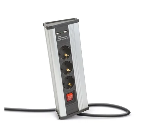 Delight 20483S SAROKELOSZTÓ KAPCSOLÓVAL 3 X 250V, 16A, 2 X USB