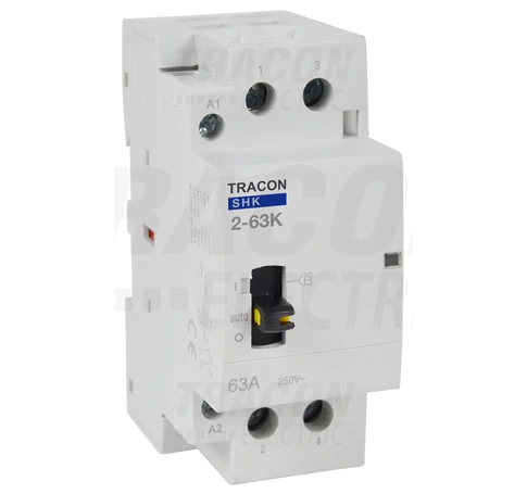 Installációs kontaktor  230V AC, 50Hz, 2 Mod, 2×NO, AC1/AC7a, 63A