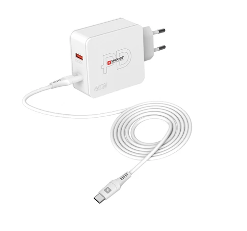 SKROSS univerzális gyorstöltő USB-C és USB-A csatlakozóval, 48W, PD, USB-C töltőkábel