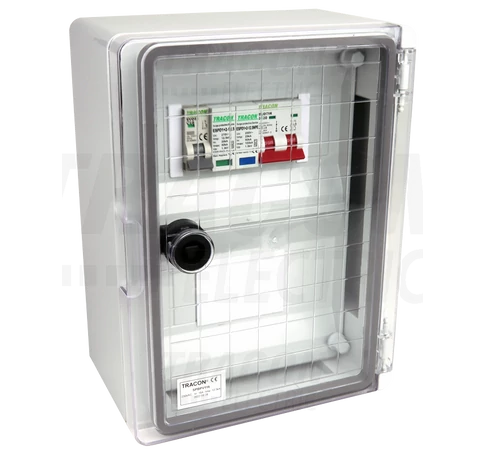 Túlfeszültség-védelmi doboz fotovoltaikus rendszerekhez  280×210×130mm,IP65,IK10,AC1+2, 230V, In_16A, Iimp_12.5kA,