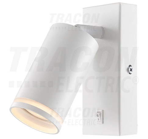 Oldalfali állítható spot lámpatest, fehér, kapcsolóval  100-240VAC, 50Hz, 1xGU10, max.35W