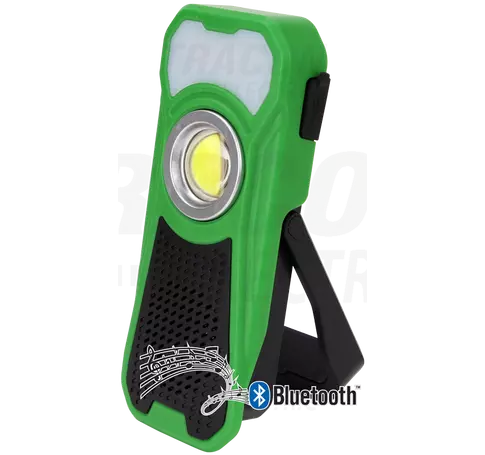 Akkumulátoros LED kézi lámpa Bluetooth hangszóróval  10/3W, 6000K, 3.7V 3000mAh, 500/180lm, 3,5h, Bluetooth 4.2