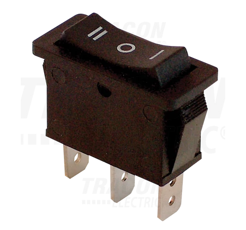 Készülékkapcsoló, háromállású, fekete (I-0-II felirat)  16(6)A, 250V AC