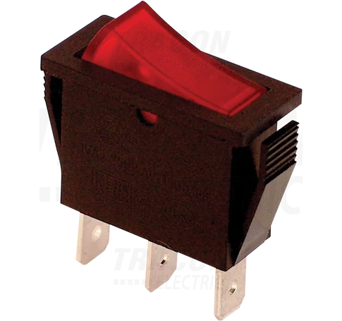 Készülékkapcsoló, BE-KI, piros-világító  16(6)A, 250V AC
