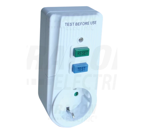 Áram-védőkapcsolós adapter, oldalsó védőérintkezővel  16A, 30mA, 1.5kA, IP40, A / AC