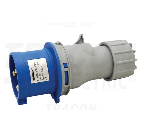 Ipari csatlakozó dugó, külső tömítőszelencével  32A, 230V, 2P+E, 6h, IP44