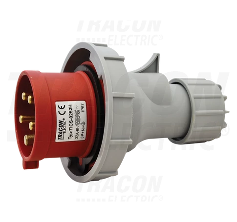 Ipari csatlakozó dugó, fokozott védelemmel  32A, 400V, 3P+N+E, 6h, IP67