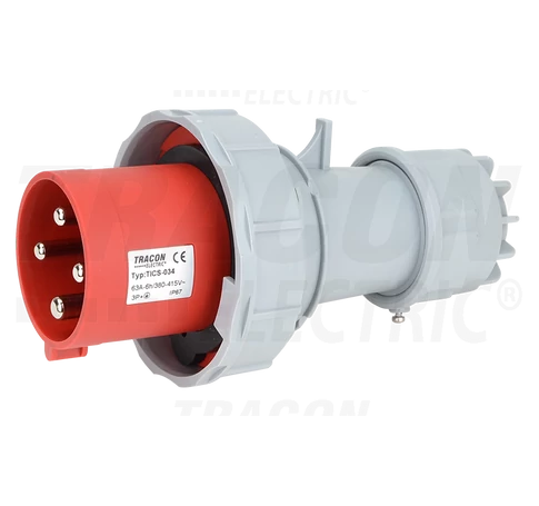Ipari csatlakozó dugó, fokozott védelemmel  63A, 400V, 3P+E, 6h, IP67