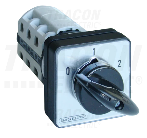 Választókapcsoló, 0-1-2  400V, 50Hz, 20A, 2×4P, 5,5kW, 48×48mm, 60°