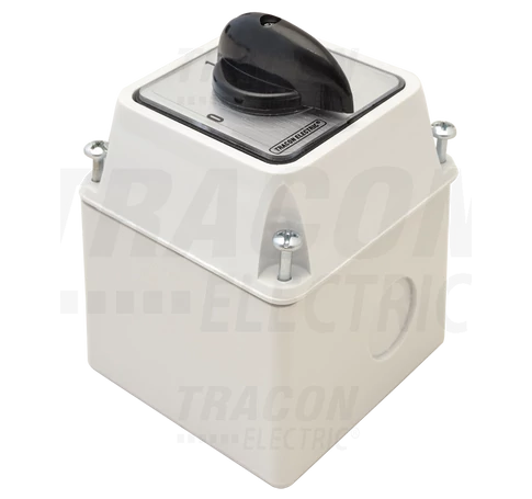 Tokozott kézikapcsoló, BE-KI  400V, 50Hz, 25A, 2P, 7,5kW, 48×48mm, 90°, IP65