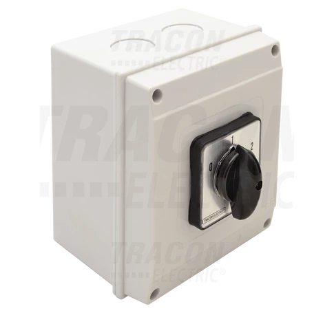 Tokozott választókapcsoló, 0-1-2  400V, 50Hz, 25A, 2×3P, 7,5kW, 48×48mm, 60°, IP65