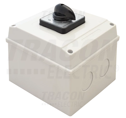 Tokozott kézikapcsoló, BE-KI  400V, 50Hz, 63A, 3P, 18,5kW, 64×64mm, 60°, IP44