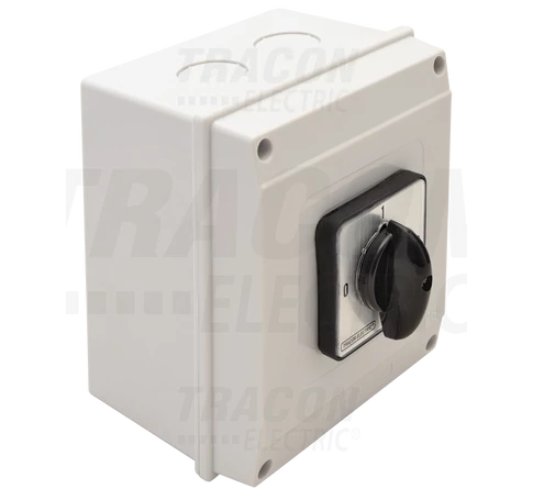Tokozott választókapcsoló, 0-1-2  400V, 50Hz, 25A, 2×3P, 7,5kW, 48×48mm, 90°, IP65