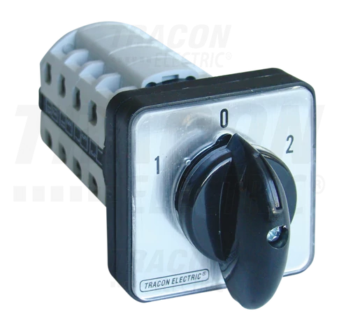 Választókapcsoló, 1-0-2  400V, 50Hz, 20A, 2×4P, 5,5kW, 48×48mm, 60°