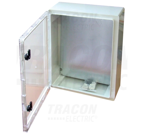 Műanyag elosztószekrény átlátszó ajtóval  HxWxD=400x300x165mm, IP65, IK10, 1000V AC/DC, RAL7035