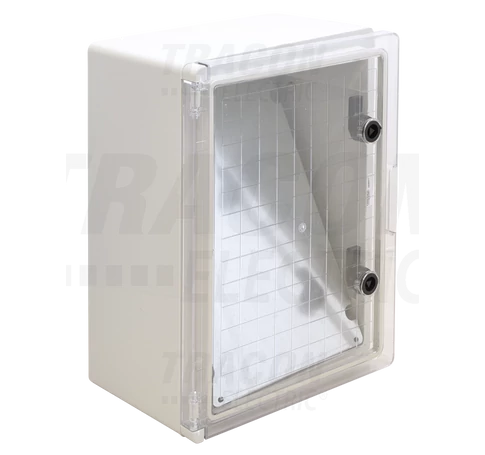 Műanyag elosztószekrény átlátszó ajtóval  HxWxD=400x300x195mm, IP65, IK10, 1000V AC/DC, RAL7035