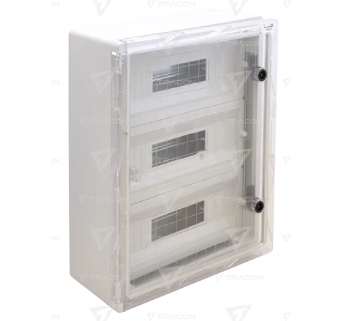 Műanyag elosztószekrény maszkos átlátszó ajtóval  HxWxD=800x600x260mm, IP65, IK10, 1000V AC/DC, RAL7035