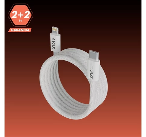 Avax CB611W TÖLTŐKÁBEL USB-C - LIGHTNING 27W, MÁGNESES, FEHÉR