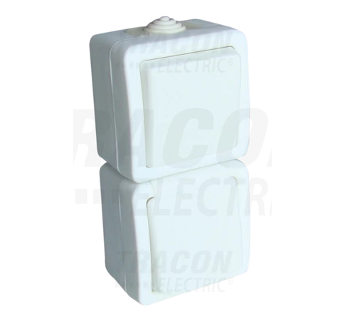 Falon kívüli váltókapcsoló+csatlakozóaljzat  16A/250VAC, IP54, (106)