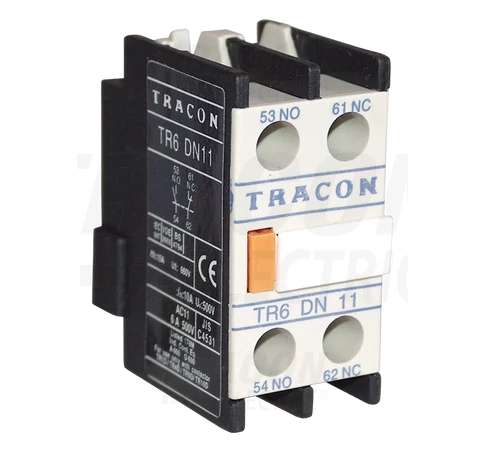 Homlokoldali segédérintkező TR1D/F és TR1E kontaktorokhoz  230V, 50Hz, 2A, 1×NC+1×NO