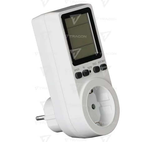 LCD kijelzőjű dugaszolható fogyasztásmérő  230 V, 50 Hz, 16 A, 3680 W, V,A,W,kWh,Hz,cosfi,cost