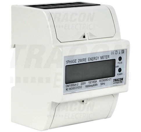 LCD kijelzésű fogyasztásmérő,közvetlen, 1 fázisú, 4 modul  230VAC / 10(100)A