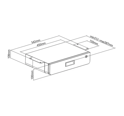 Maclean MC-461 Under Desk Lockable Drawer 5kg Organizer Black max 5kg
