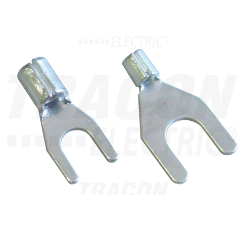 Szigeteletlen villás saru, ónozott elektrolitréz  4mm2, M6, (d1=3,5mm, d2=6,5mm)