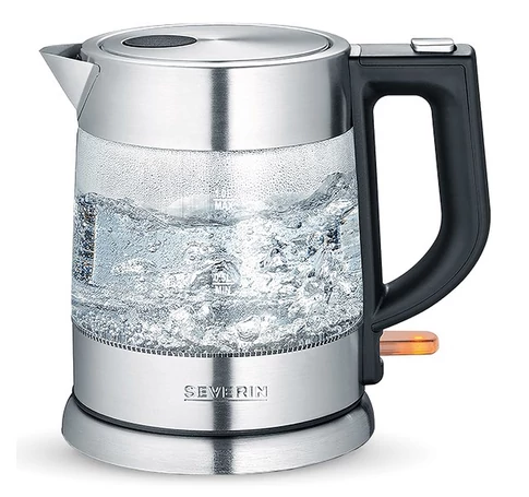 Severin WK 3468 electric kettle 1 L 2200 W Black, Stainless steel, Transparent