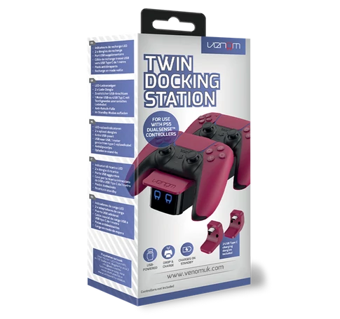 VENOM PS5 Kiegészítő Dupla Töltő állomás "Cosmic Red" Piros, VS5010