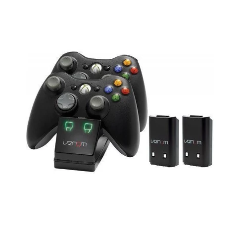 VENOM XBOX 360 Kiegészítő Dupla Töltő állomás + 2db akkumulátor Fekete, VS2891