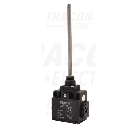 Helyzetkapcsoló, rugószáras (acél)  1xNO+1xNC, 6A/230V AC-15, 0,3A/250V DC-13, IP65
