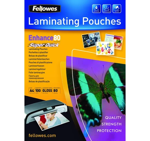 Fellowes SuperQuick A4 Glossy 80 Micron Laminating Pouch