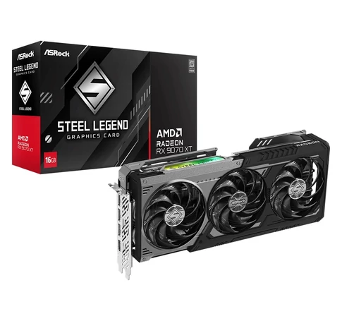 ASRock AMD Radeon™ RX 9070 XT Steel Legend Dark 16GB graphics card