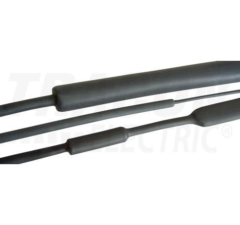 Zsugorcső, közepesfalú, 4_1 zsugorodás, gyantás, fekete  12/3mm, POLIOLEFIN